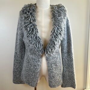 Luci Angora‎ Rabbit Hair & Lambswool Blend Cardigan Sweater Size Large